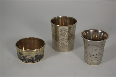 Lot 244 - A Russian silver gilt and Niello decorated shallow beaker or salt