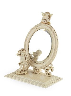 Lot 131 - FRENCH CARVED IVORY TABLE MIRROR