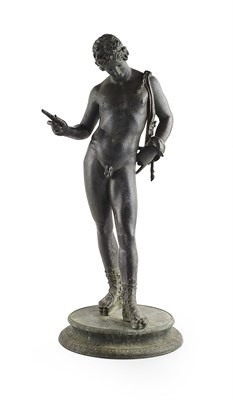 Lot 85 - BRONZE FIGURE OF NARCISSUS, AFTER THE ANTIQUE