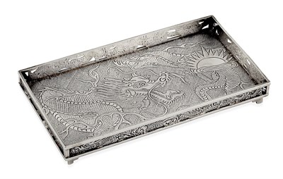 Lot 168 - CHINESE EXPORT SILVER CARD TRAY