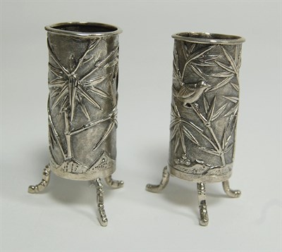 Lot 94 - MATCHED PAIR OF CHINESE EXPORT SILVER SPILL VASES