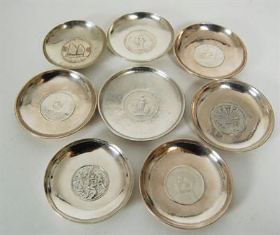 Lot 113 - COLLECTION OF CHINESE EXPORT SILVER COIN SET PIN DISHES