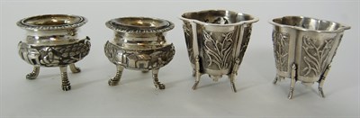 Lot 95 - TWO PAIRS OF CHINESE SILVER SALTS