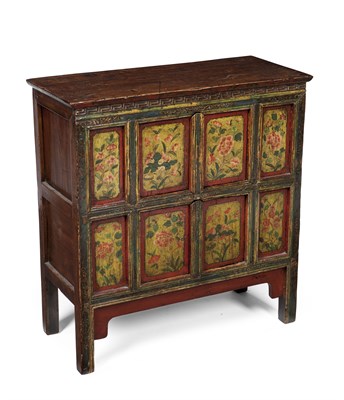 Lot 30 - SMALL TIBETAN PAINTED SIDE CABINET