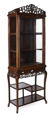 Lot 38 - CHINESE HARDWOOD DISPLAY CABINET ON STAND