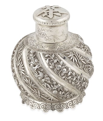 Lot 185 - CHINESE EXPORT SILVER TEA CANISTER