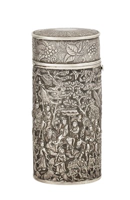 Lot 184 - CHINESE EXPORT SILVER CANISTER