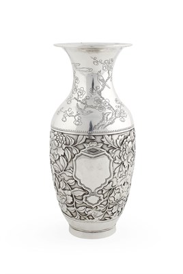 Lot 73 - CHINESE EXPORT SILVER SHOULDERED VASE