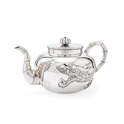 Lot 30 - CHINESE EXPORT SILVER TEAPOT