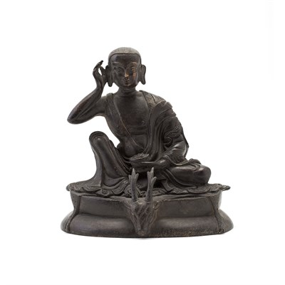 Lot 144 - CHINESE BRONZE FIGURE OF A MONK