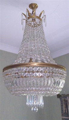 Lot 91 - GILT METAL AND CUT GLASS CHANDELIER