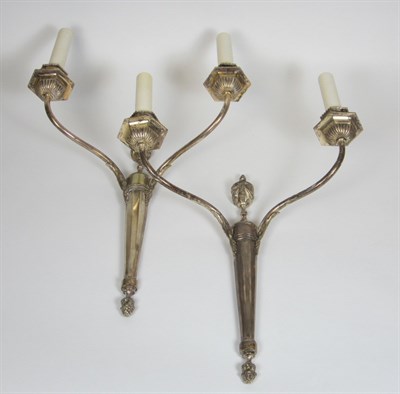 Lot 85 - PAIR OF SILVERED WALL SCONCES