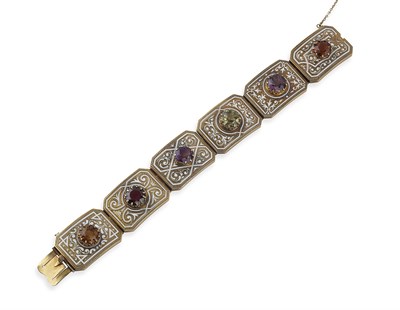 Lot 2 - A late Victorian multi-gem set bracelet