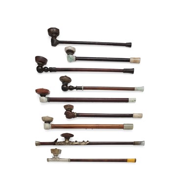 Lot 83 - NINE CHINESE OPIUM PIPES AND BOWLS