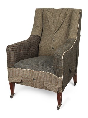 Lot 102 - UNUSUAL EDWARDIAN UPHOLSTERED ARMCHAIR
