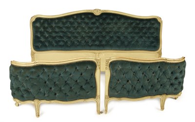 Lot 140 - LOUIS XV STYLE PAINTED AND UPHOLSTERED BED