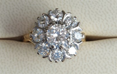 Lot 213 - AMENDED DIAMOND WEIGHT An 18ct yellow gold mounted diamond set cluster ring