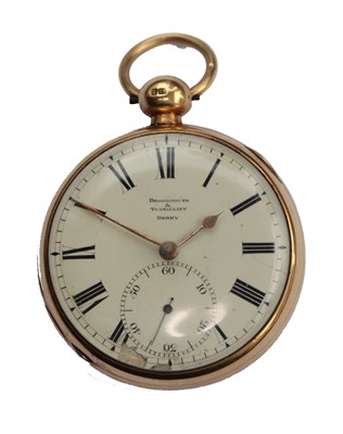 Lot 355 - An 18ct yellow gold key wind open faced pocket watch