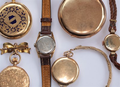 Lot 369 - A collection of gold wrist and other watches