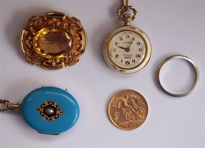 Lot 373 - A late Victorian turquoise enamel locket