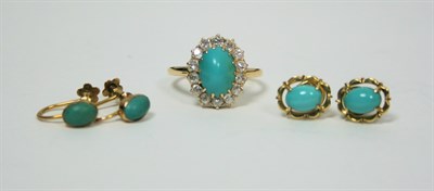 Lot 254 - A turquoise and diamond set ring