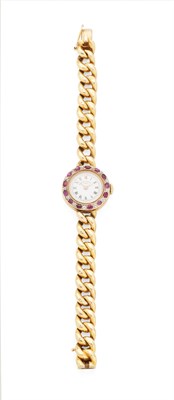 Lot 130 - VACHERON & CONSTANTIN - A lady's ruby and diamond set cocktail watch