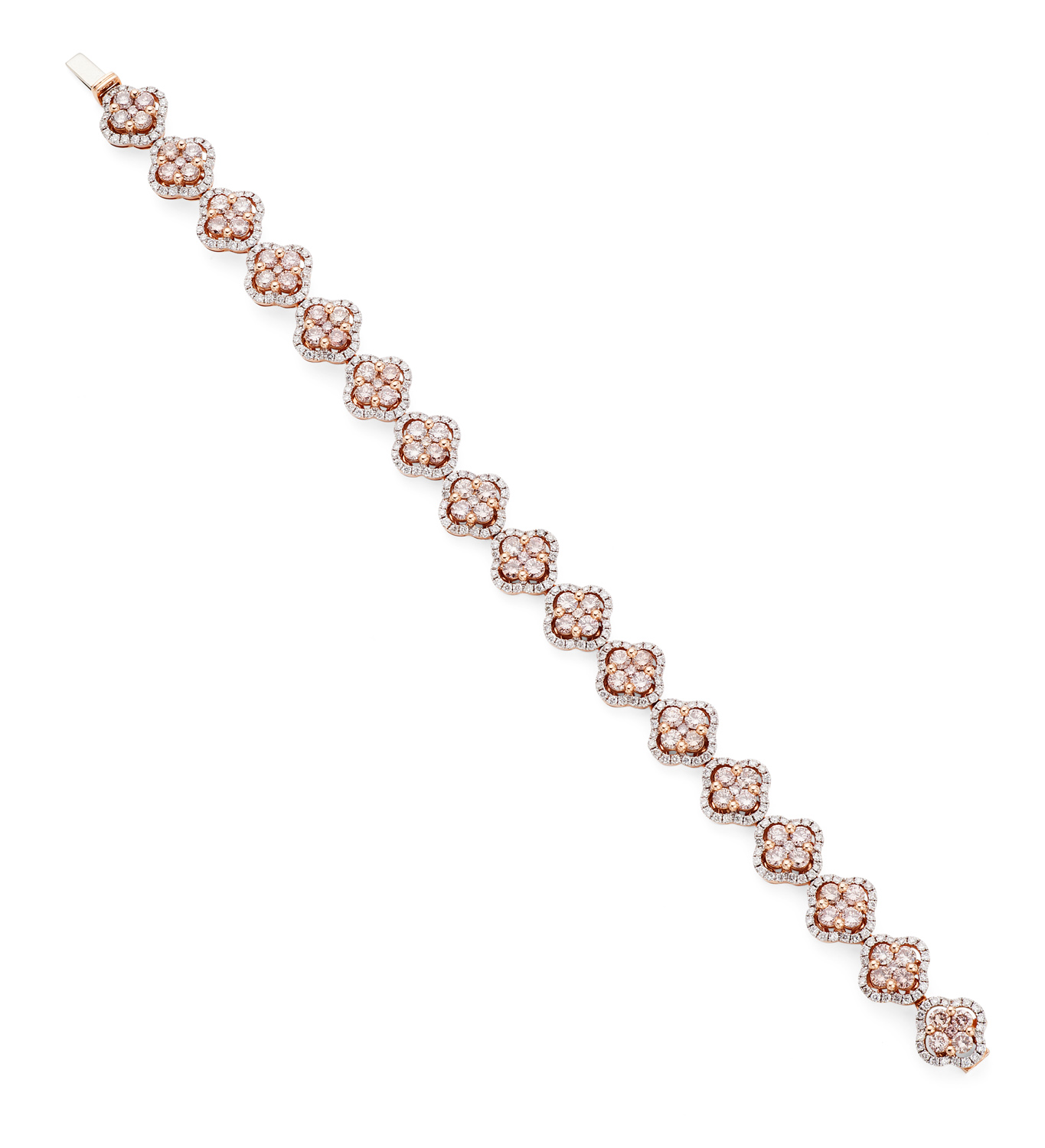 Lot 192 - A pink and colourless diamond set bracelet