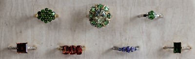 Lot 387 - A collection of seven assorted gem set rings