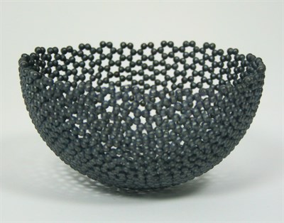 Lot 4 - DAVID HUYCKE - A contemporary oxidised granule bowl from 'Pearl Spheres' series