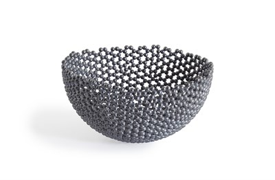 Lot 4 - DAVID HUYCKE - A contemporary oxidised granule bowl from 'Pearl Spheres' series
