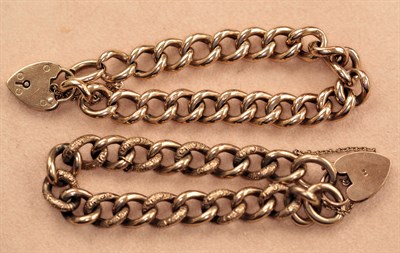 Lot 425 - Two hollow gold curb link bracelets
