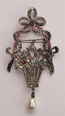 Lot 415 - An early 20th century multi-gem set giardenetto brooch