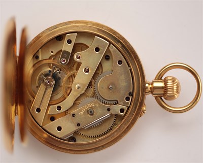 Lot 156 - An 18ct gold cased half hunter keyless wind pocket watch