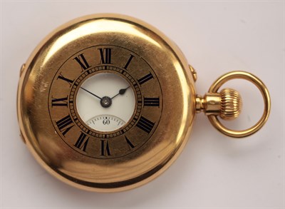 Lot 156 - An 18ct gold cased half hunter keyless wind pocket watch