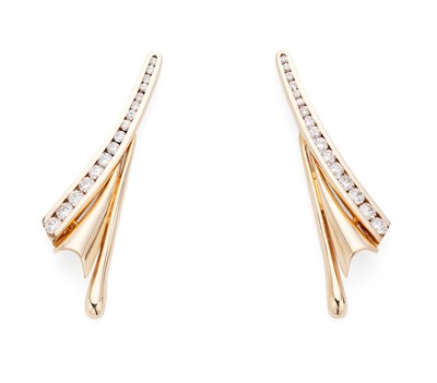 Lot 200 - A pair of modern diamond set ear pendants
