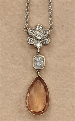 Lot 253 - A sherry topaz and diamond set necklace