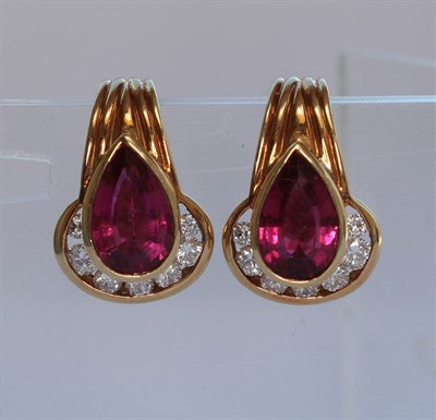 Lot 268 - A pair of tourmaline and diamond set ear clips