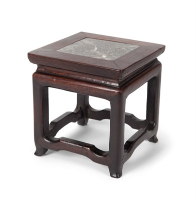 Lot 28 - A SMALL HUANGHUALI AND MARBLE TOP STAND