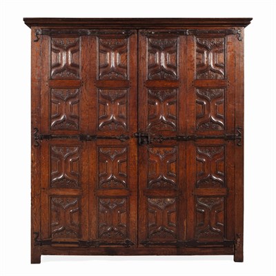 Lot 96 - FRENCH GOTHIC STYLE OAK CUPBOARD