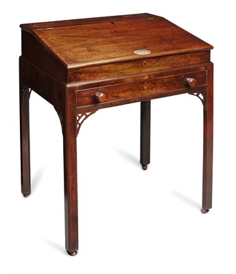 Lot 44 - A CHINESE EXPORT HUANGHUALI AND HARDWOOD CLERK'S TABLE