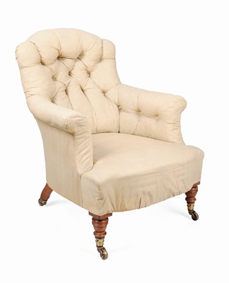 Lot 143 - VICTORIAN HOWARD & SONS UPHOLSTERED ARMCHAIR