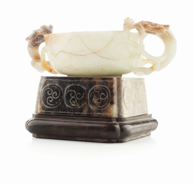 Lot 121 - CHINESE JADE LIBATION CUP AND STAND