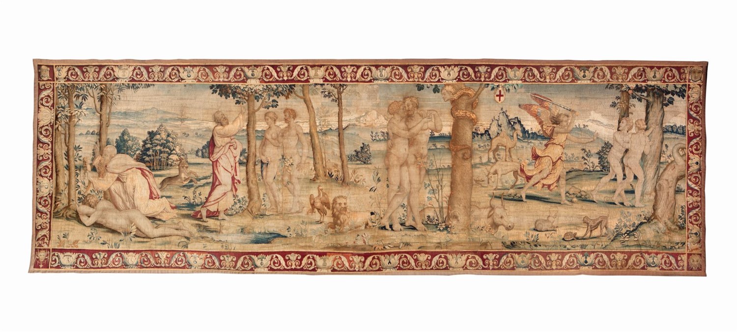 Lot 45 - FLEMISH BIBLICAL TAPESTRY OF THE CREATION AND FALL OF MAN