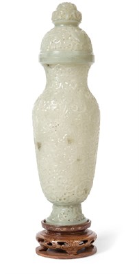 Lot 190 - A RETICULATED JADE VASE FOR THE INDIAN MARKET