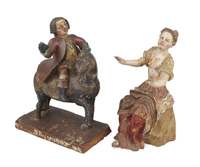 Lot 7 - TWO SPANISH COLONIAL POLYCHROME CARVED FIGURES