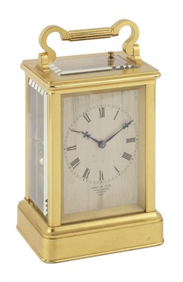 Lot 109 - ENGLISH GILT BRASS REPEATING CARRIAGE CLOCK BY JAMES MCCABE, NO. 3506