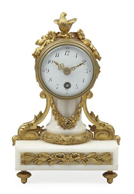 Lot 113 - FRENCH GILT BRONZE AND MARBLE COLUMN DESK CLOCK