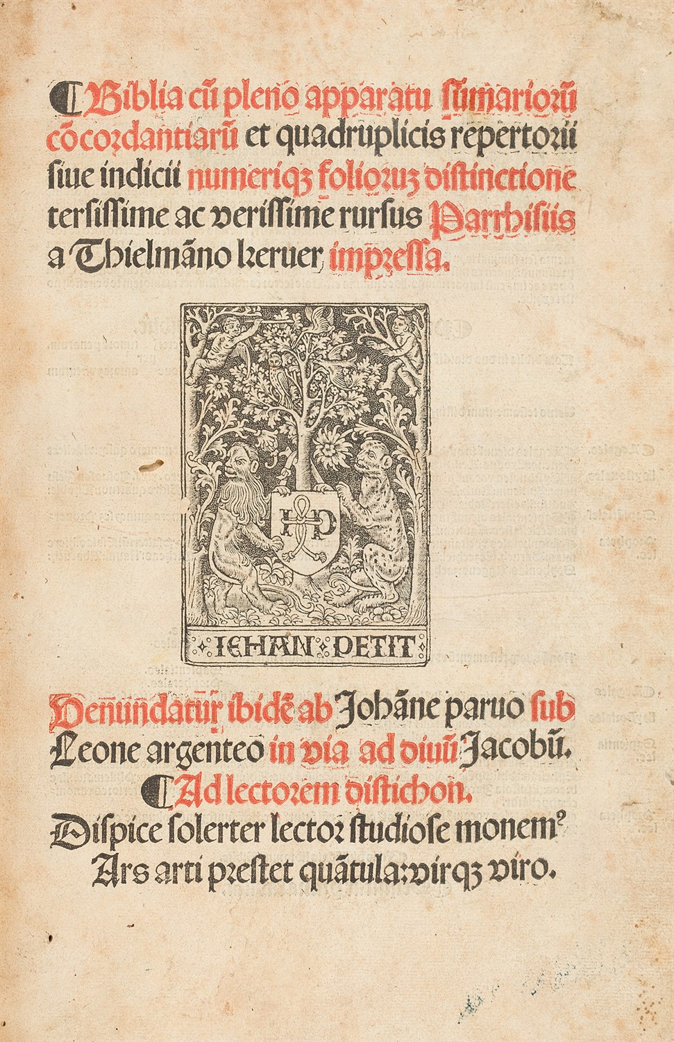 Lot 66 - French Latin Bible - Thielman Kerver and Jean Petit, 1504