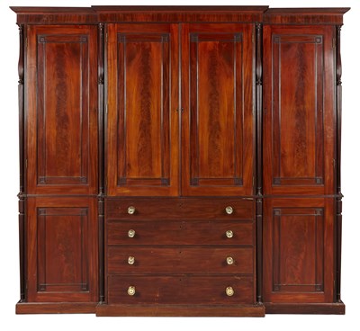 Lot 86 - REGENCY BREAKFRONT COMPACTUM WARDROBE IN THE MANNER OF GILLOWS