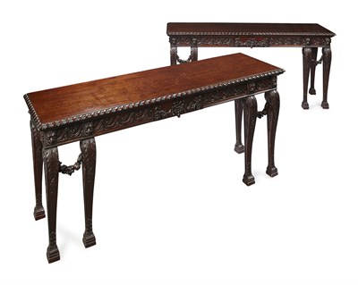 Lot 136 - PAIR GEORGE II STYLE MAHOGANY SIDE TABLES